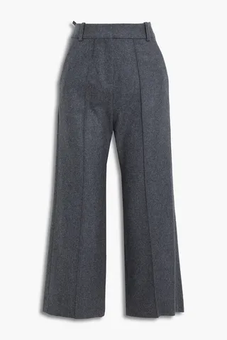 Cropped wool-blend wide-leg pants