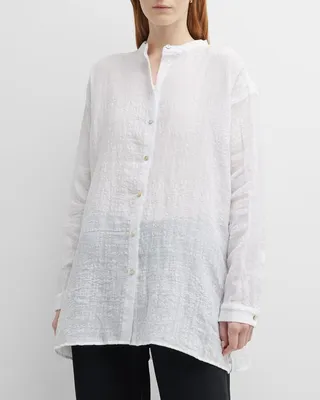 Button-Down Textured Plaid Shirt