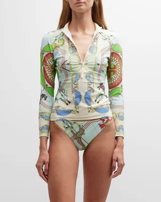 Carousel-Print Hipster Bikini Bottoms