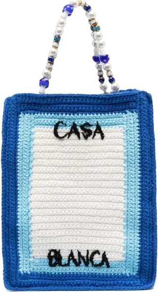 Atlantis beaded crochet-knit tote bag