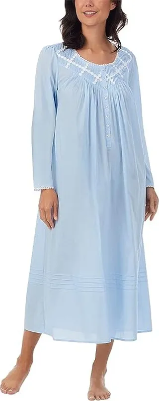 Eileen West Ballet Nightgown Long Sleeve (Blue) Women's Pajama