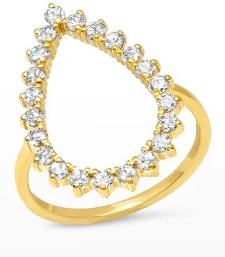 Yellow Gold Diamond 3-Prong Teardrop Ring