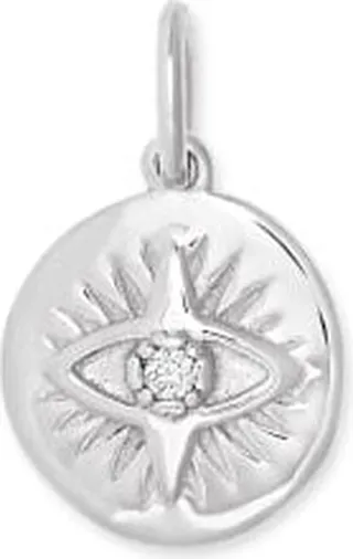 Evil Eye Coin Charm in Sterling Silver