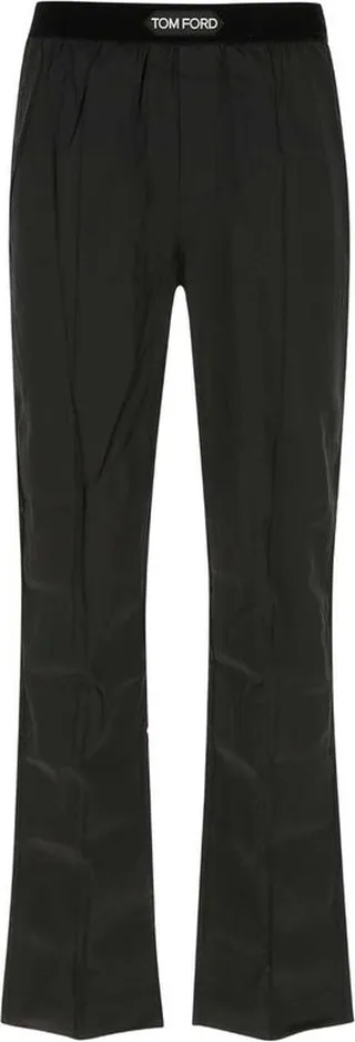 Tom Ford Logo Waist Satin Pajama Trousers