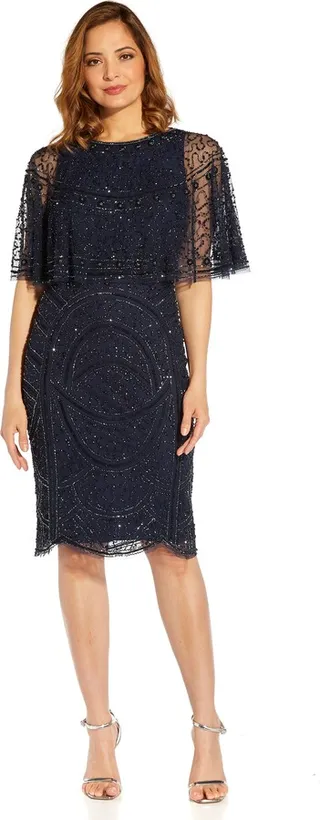 Cape Beaded Sheath Dress