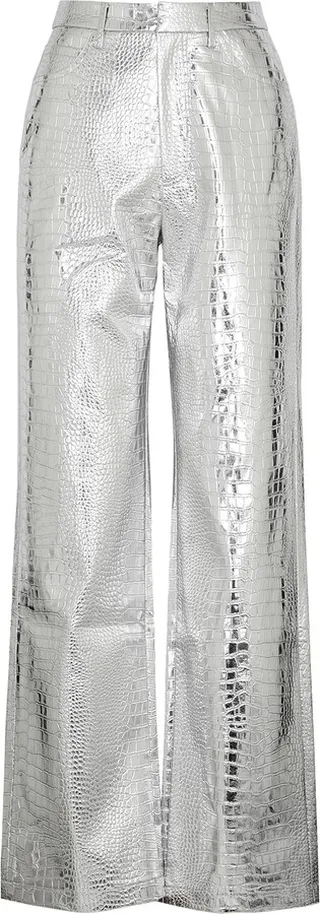Rotate Birger Christensen Rotiiie Crocodile-effect Faux Leather Trousers