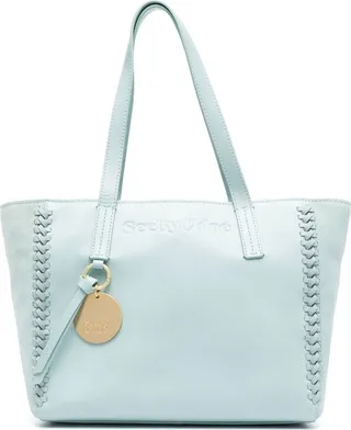 Embossed-Logo Leather Tote Bag