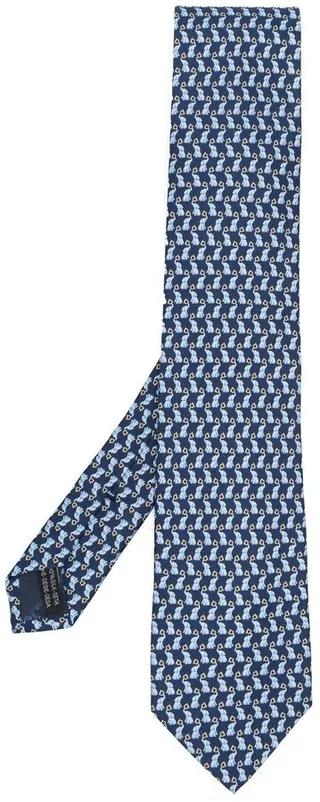 Elephant-Print Silk Tie