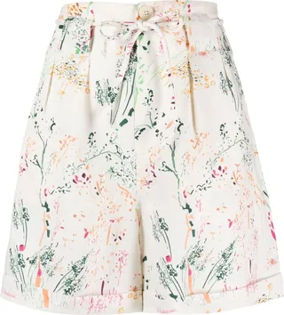 Floral-Print Tied-Waist Shorts