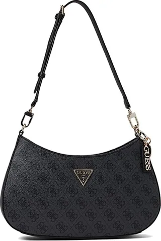 GUESS Noelle Top Zip Shoulder Bag (Coal Logo) Handbags