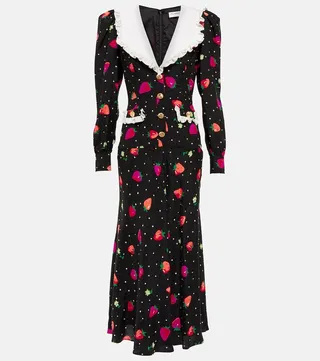 Printed jacquard silk midi dress