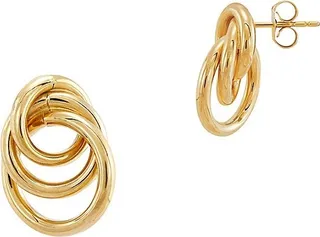 14K Yellow Gold Polished Triple Grad Interlock Tube Stud Earrings