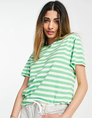 ASOS DESIGN ultimate T-shirt in green and white stripe