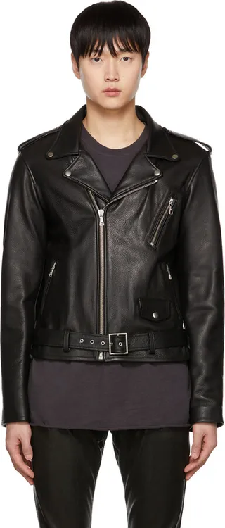 John Elliott Black Moto Leather Jacket