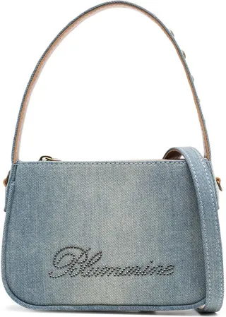Denim Embellished-Logo Tote Bag