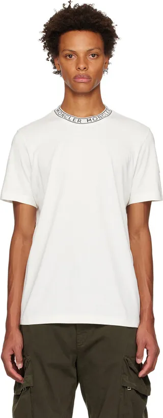 Moncler White Garment-Washed T-Shirt