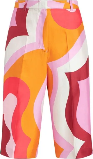 Swirl-Print Knee-Length Shorts