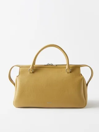 Crocodile-effect Leather Handbag