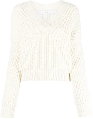 chunky-knit V-neck jumper
