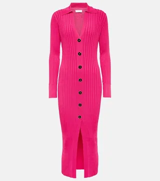 Leigh ribbed-knit midi dress