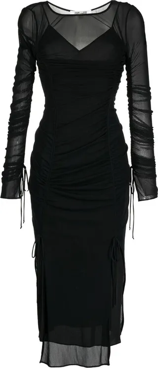 Gathered-Detail Midi Dress