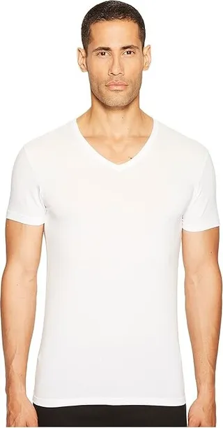 Emporio Armani Stretch Cotton V-Neck Tee (White) Men's Underwear