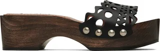 ALAÏA Black Wooden Flat Clogs