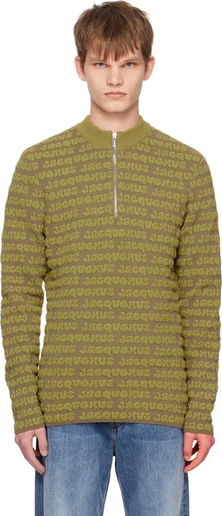 Jacquemus Taupe & Green Le Raphia 'La Maille Luis' Sweater