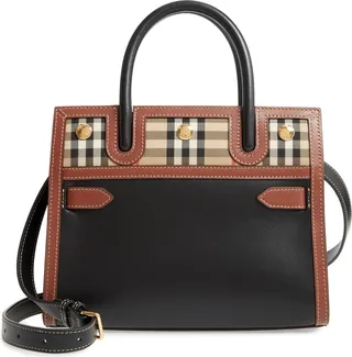 Mini Title Leather & Vintage Check Two-Handle Bag