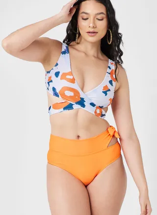 Printed Swimsuit With Cutout Detail