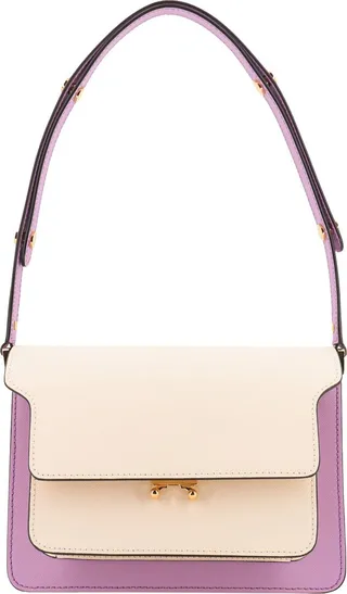 Leather shoulder bag with bellows detail
