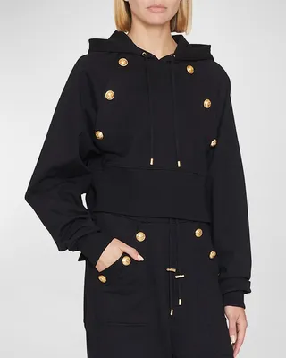 6-Button Crop Hoodie