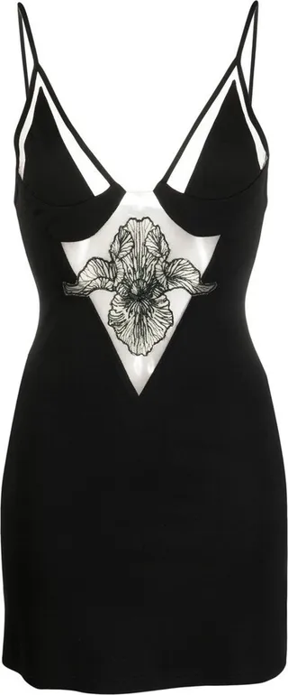 Embroidered-Flower Sleeveless Minidress