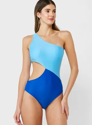 Colorblock Swimsuit With Cut-out Detail