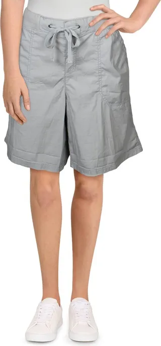Womens Solid Drawstring Bermuda Shorts