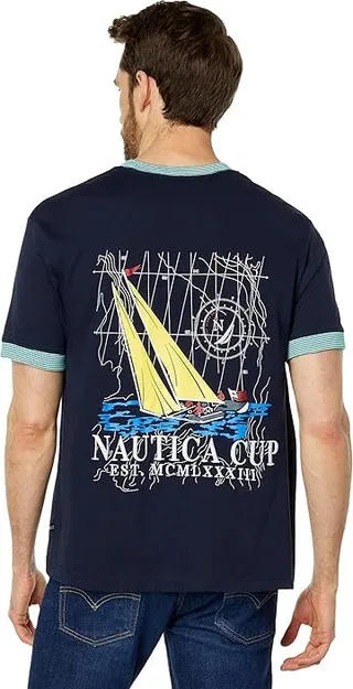 Nautica Printed T-Shirt (Navy) Men's Clothing