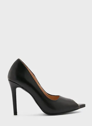 Metallic Trim Peep-toe Pointed Pump