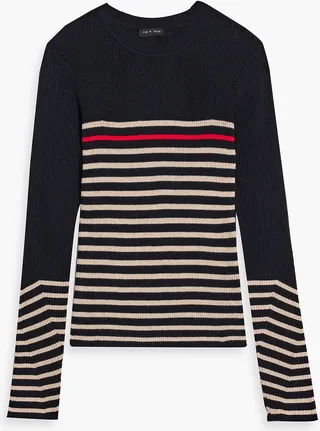 Kate striped ribbed cotton and cashmere-blend sweater
