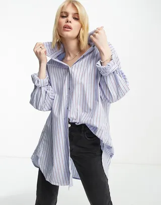 Object oversized shirt in blue stripe