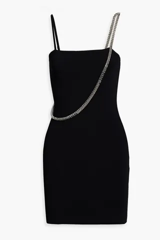Cubix chain-detailed ribbed knit mini dress