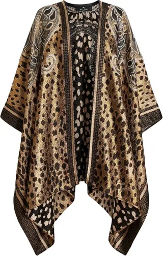 Draped Cheetah-Print Cape