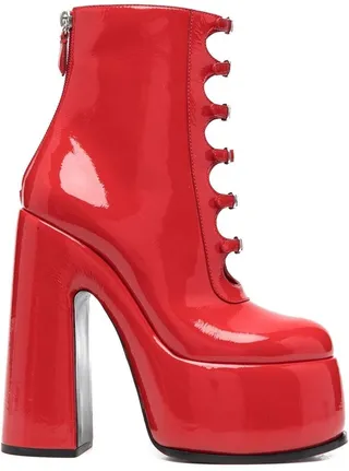 Bucke-Detailing Leather Platform Boots