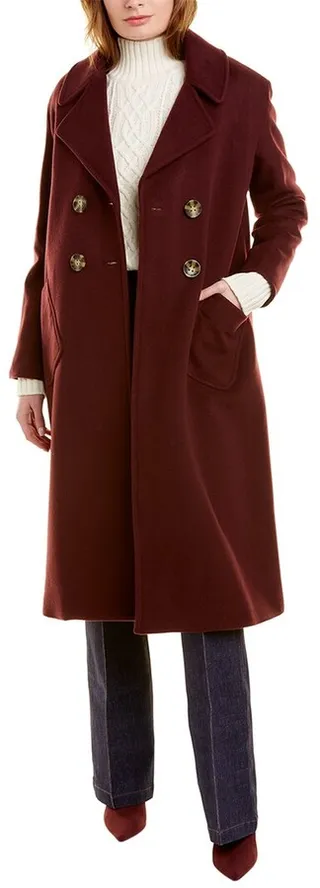 Pearl By Lela Rose Brushed Wool-Blend Peacoat