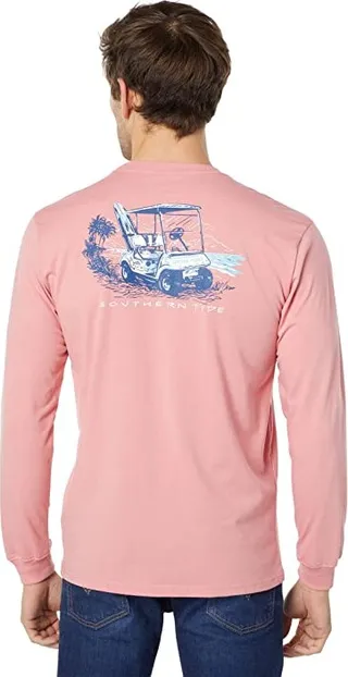 Southern Tide Little Tuna Cart Long Sleeve T-Shirt (Pale Primrose) Men's Clothing