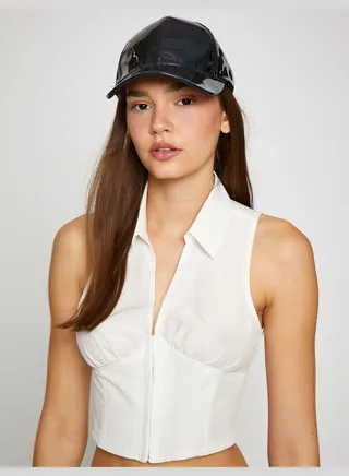 Cap Hat Shiny Faux Leather