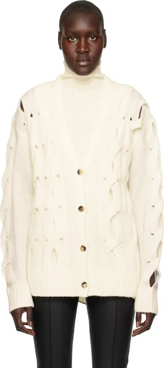 Helmut Lang Off-White Cut Out Cardigan