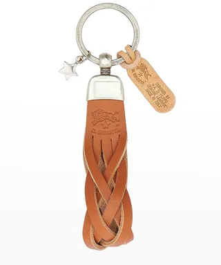 Unisex Leather Logo Key Ring