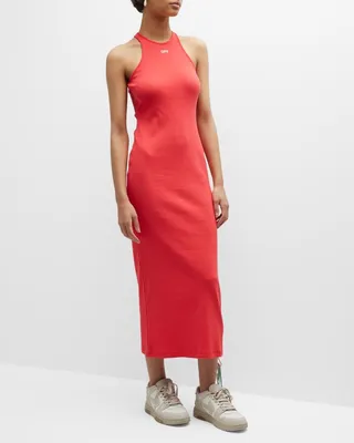 Off Stamp Rib Racerback Midi Tank Dress