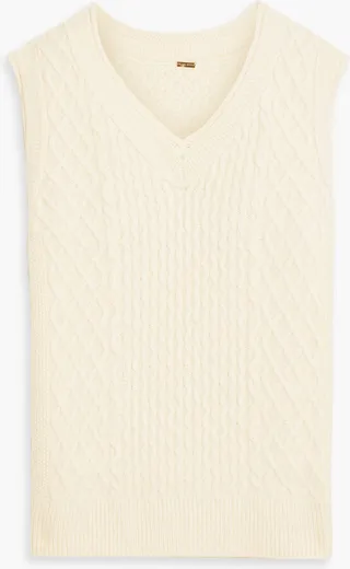 Brushed cable-knit cashmere and silk-blend vest