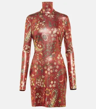 Paisley high neck minidress